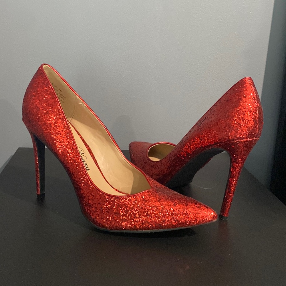 Red sparkly stilettos